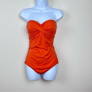 J Crew Swimsuit Womens Twelve Strapless Sweetheart Beach Swimming Pool Orange